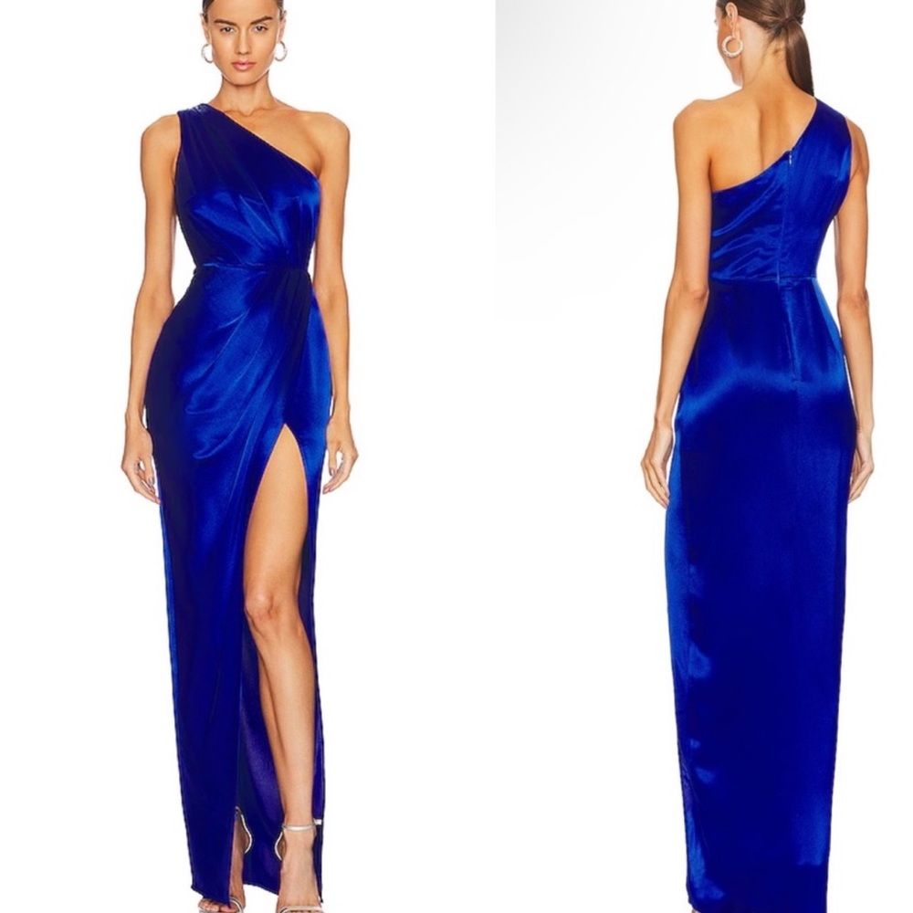 Chic Royal Blue One-Shoulder Gown